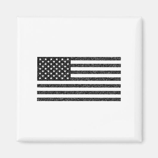 US Flag Black en White  Retro Magneet (Voorkant)