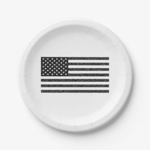 US Flag Black en White  Retro Papieren Bordje