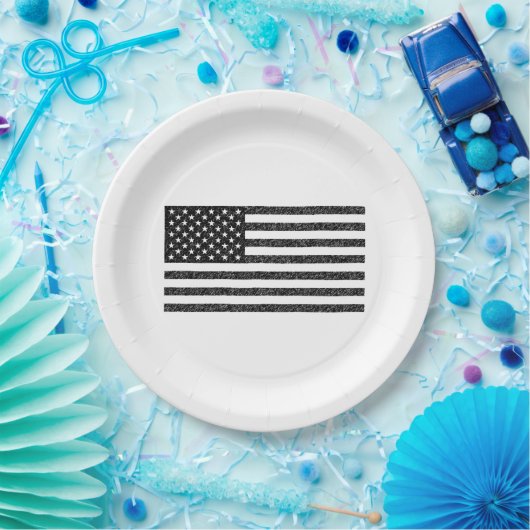 US Flag Black en White  Retro Papieren Bordje (Feest)