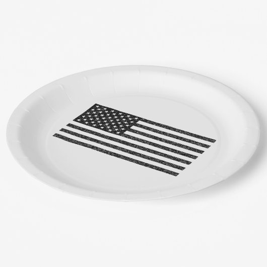 US Flag Black en White Retro Papieren Bordje (Gekanteld)
