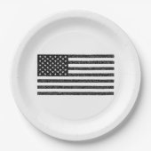 US Flag Black en White  Retro Papieren Bordje (Voorkant)