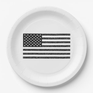 US Flag Black en White  Retro Papieren Bordje