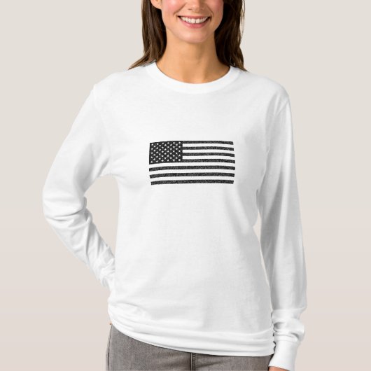 US Flag Black en White Retro T-shirt (Voorkant)