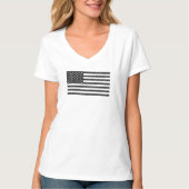 US Flag Black en White  Retro T-shirt (Voorkant)