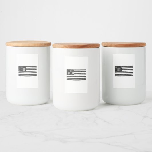 US Flag Black en White  Retro Voedselcontainer Etiket (Flessen)
