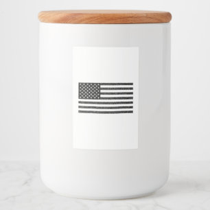 US Flag Black en White  Retro Voedselcontainer Etiket