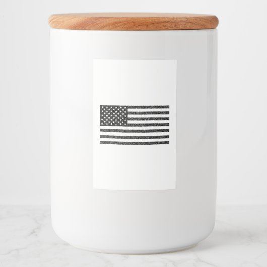 US Flag Black en White Retro Voedselcontainer Etiket (Voorkant)