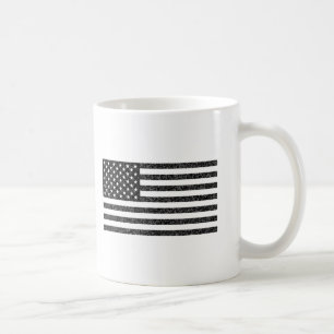 US Flag Black en White Vintage Retro Koffiemok