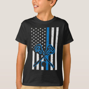 US Flag Blue Line Lacrosse lakse politie agent T-shirt
