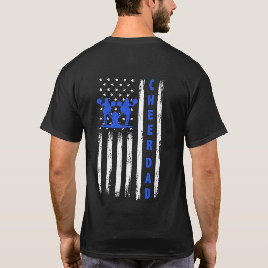 US Flag Cheer Dad Cheerleading Cheer Leader T-shirt (Achterkant)