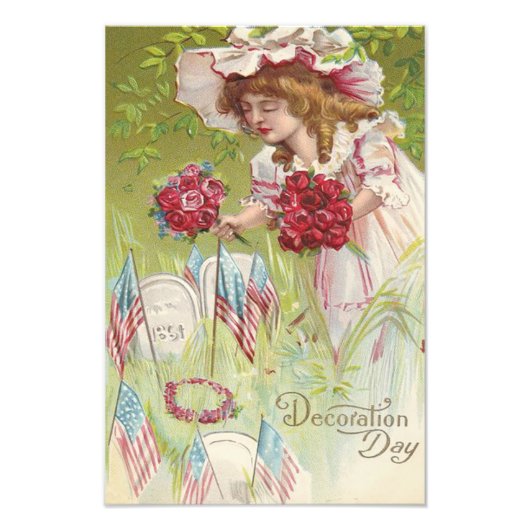 US Flag Child Roos Tombstone Graveyard Foto Afdruk (Voorkant)