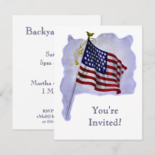 US Flag Custom Party Uitnodigingen (Voorkant / Achterkant)