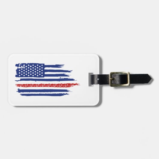 US Flag Cycling Bagagelabel (Voorkant horizontaal)