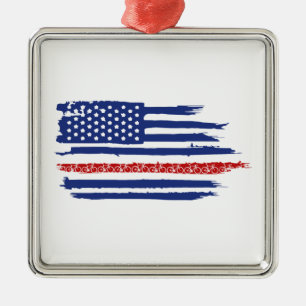 US Flag Cycling Metalen Ornament