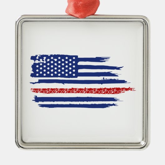 US Flag Cycling Metalen Ornament (Voorkant)