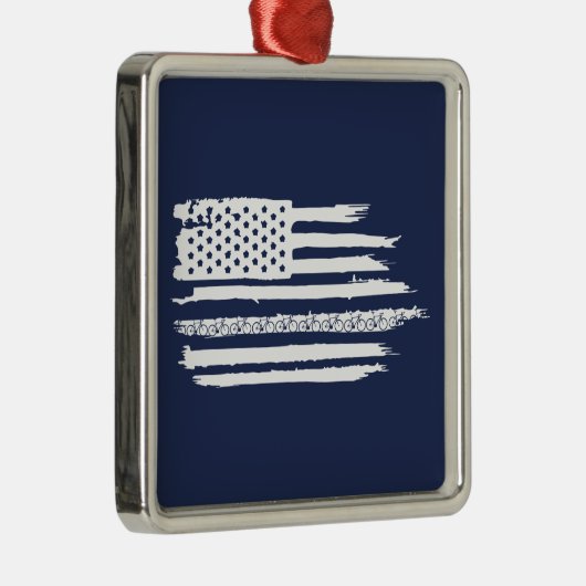US Flag Cycling Metalen Ornament (Rechts)