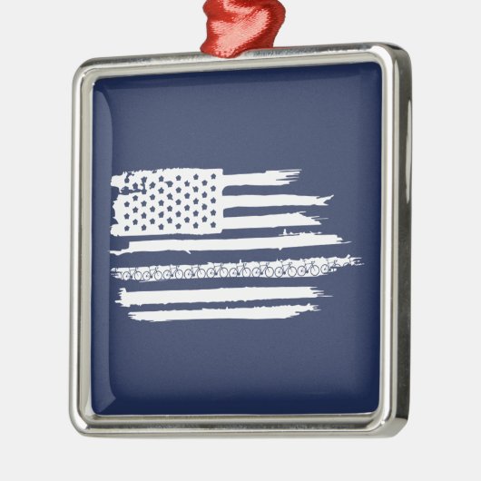 US Flag Cycling Metalen Ornament (Links)