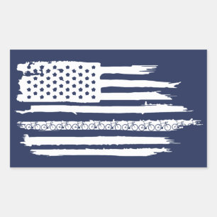 US Flag Cycling Rechthoekige Sticker