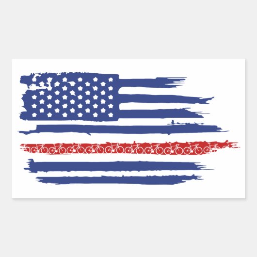 US Flag Cycling Rechthoekige Sticker (Voorkant)