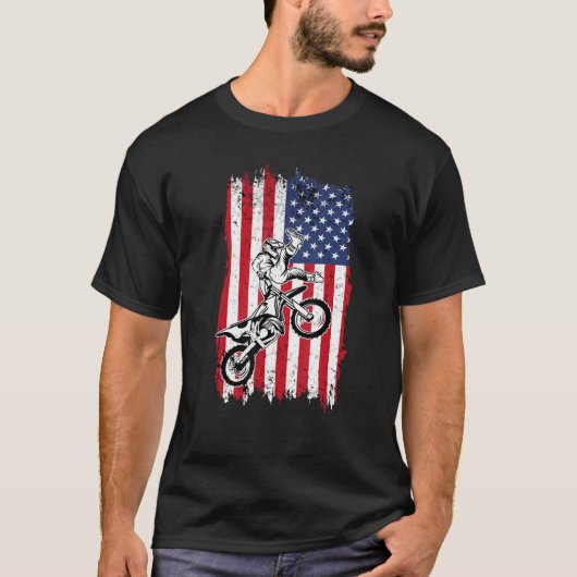 US Flag Dirt Bike Fly Shirt  Motocross US Dirt Bik (Voorkant)