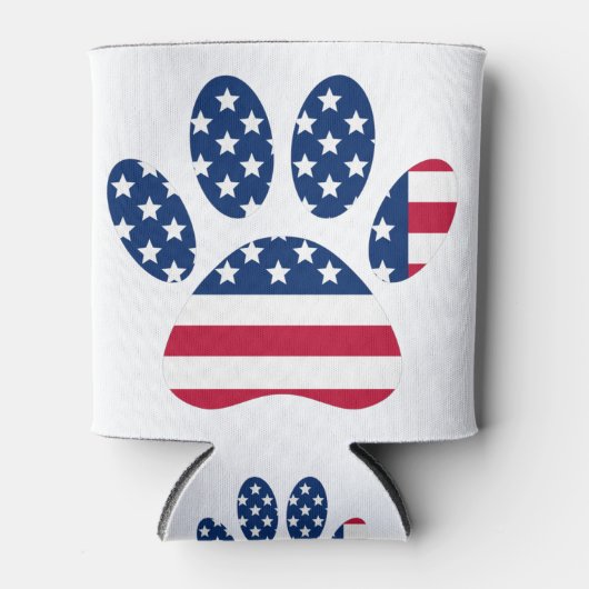 US Flag Dog Paw Print Blikjeskoeler (Voorkant)