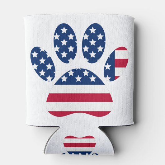 US Flag Dog Paw Print Blikjeskoeler (Achterkant)