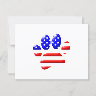 US Flag Dog Paw Print Briefkaart