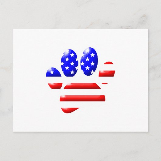 US Flag Dog Paw Print Briefkaart (Voorkant)
