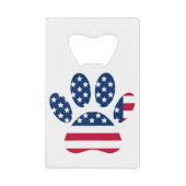US Flag Dog Paw Print Creditkaart Flessenopener (Voorkant)