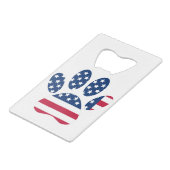US Flag Dog Paw Print Creditkaart Flessenopener (Achterkant Gekanteld)