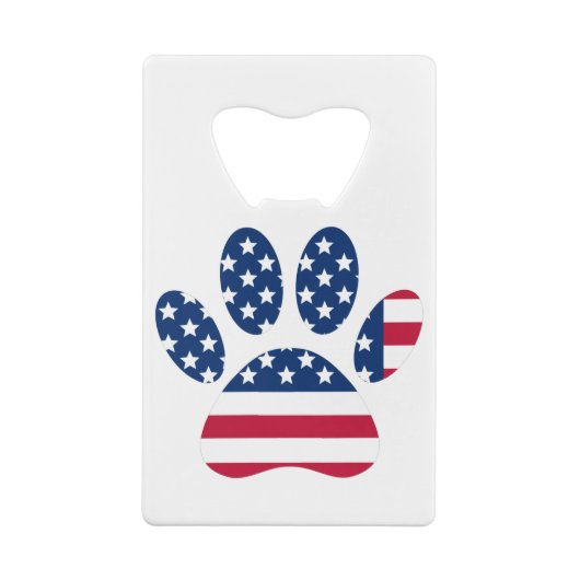 US Flag Dog Paw Print Creditkaart Flessenopener (Achterkant)