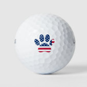 US Flag Dog Paw Print Golfballen (Voorkant)