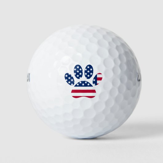 US Flag Dog Paw Print Golfballen (Voorkant)