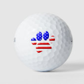 US Flag Dog Paw Print Golfballen (Voorkant)