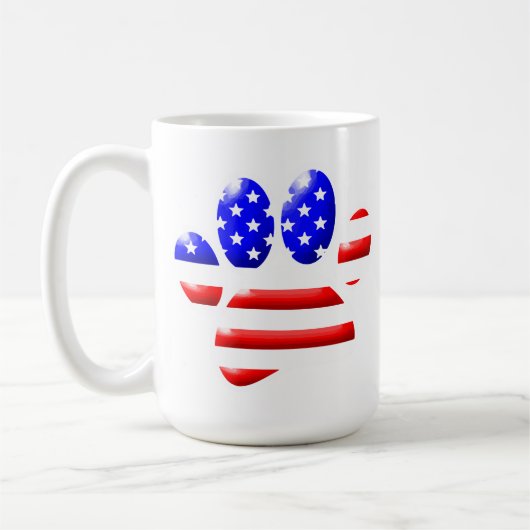 US Flag Dog Paw Print Koffiemok (Links)