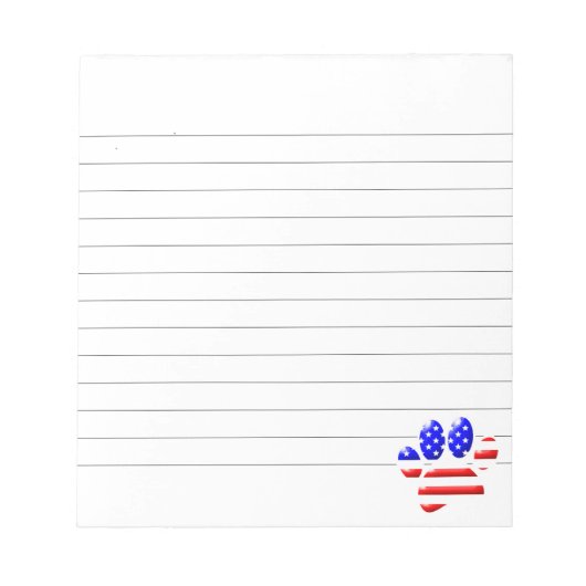 US Flag Dog Paw Print Lined Notitieblok (Voorkant)