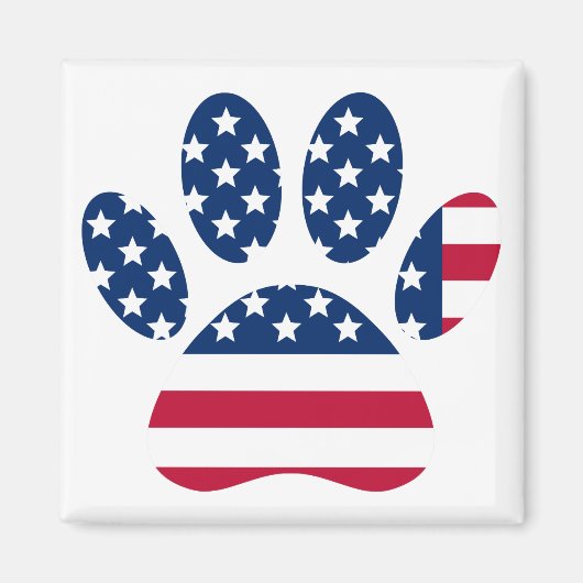 US Flag Dog Paw Print Magneet (Voorkant)