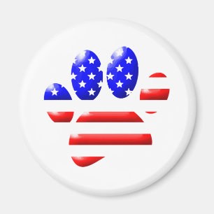 US Flag Dog Paw Print Magneet