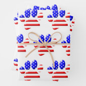 US Flag Dog Paw Print Patroon Inpakpapier Vel (In situ)