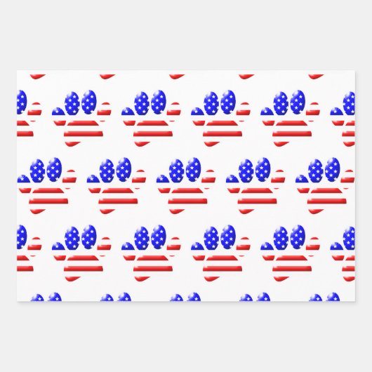 US Flag Dog Paw Print Patroon Inpakpapier Vel (Voorkant)