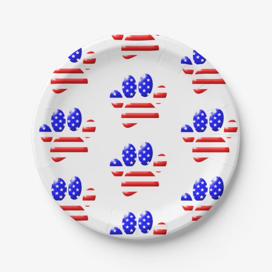 US Flag Dog Paw Print Pattern Borden Papieren Bordje (Voorkant)