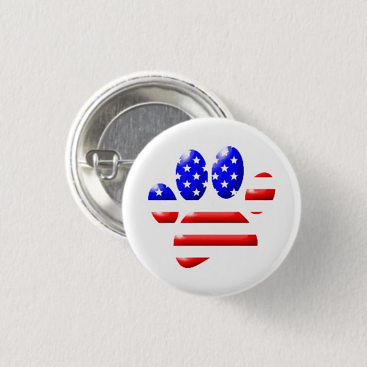 US Flag Dog Paw Print Ronde Button 3,2 Cm (Voorkant /achterkant)