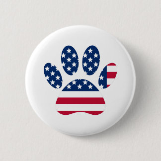 US Flag Dog Paw Print Ronde Button 5,7 Cm