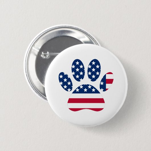 US Flag Dog Paw Print Ronde Button 5,7 Cm (Voorkant /achterkant)