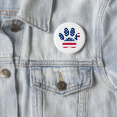 US Flag Dog Paw Print Ronde Button 5,7 Cm (In situ)