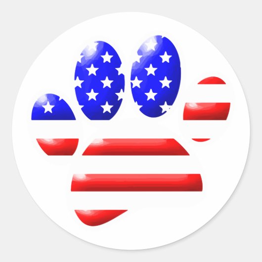 US Flag Dog Paw Print Ronde Sticker (Voorkant)