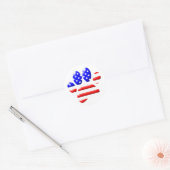 US Flag Dog Paw Print Ronde Sticker (Envelop)
