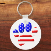 US Flag Dog Paw Print Sleutelhanger (Voorkant)