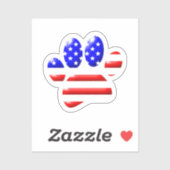 US Flag Dog Paw Print Sticker (Vel)