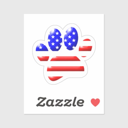 US Flag Dog Paw Print Sticker (Vel)